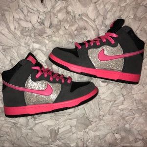 Pink grey sparkling Nike dunks